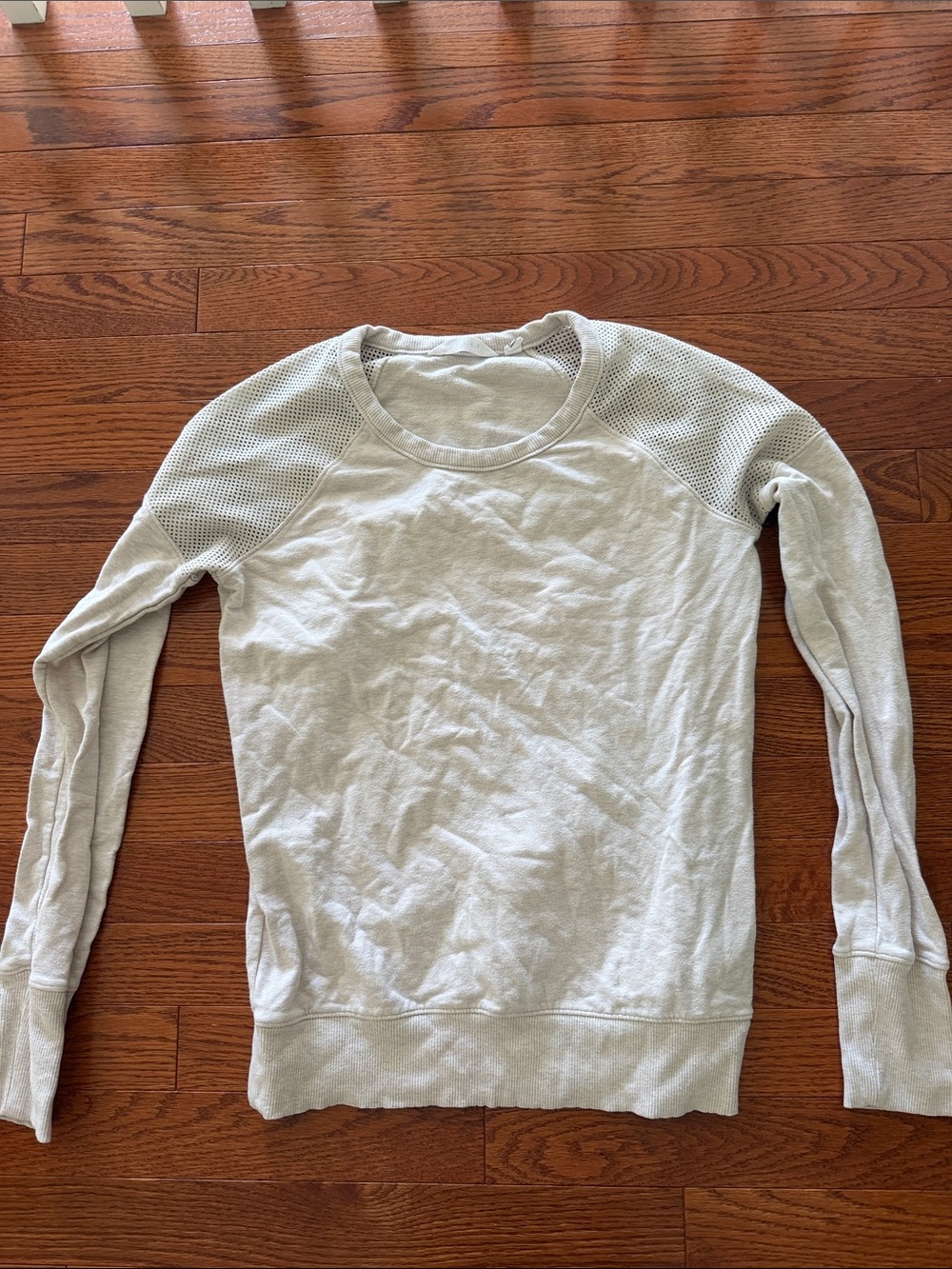 Athleta Cream Mesh-Detail Crewneck Pullover